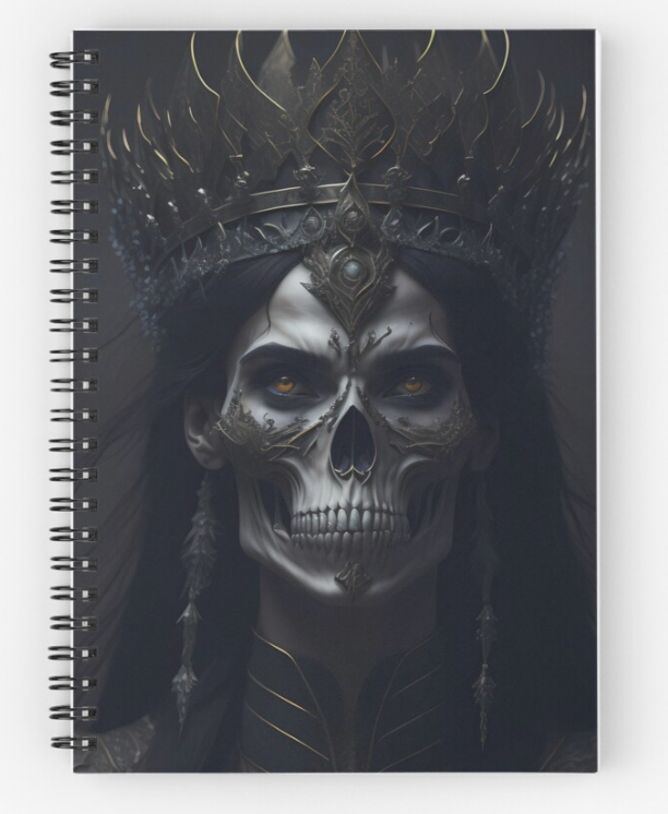 HorrorArtMedia's tweet photo. Skull Queen MaryDeath - Sprial Notebook - Crown of Horror - Zombie Beauty - Woman of Horror - Horror AI Generated Art - Monster Illustration - Creepy Art and Scary Monsters 

Available Here: https://t.co/CvJKEp4HeR

#horrorart #aiart #stablediffusion #skullqueen #zombie #horror https://t.co/KOIR4hd2Am