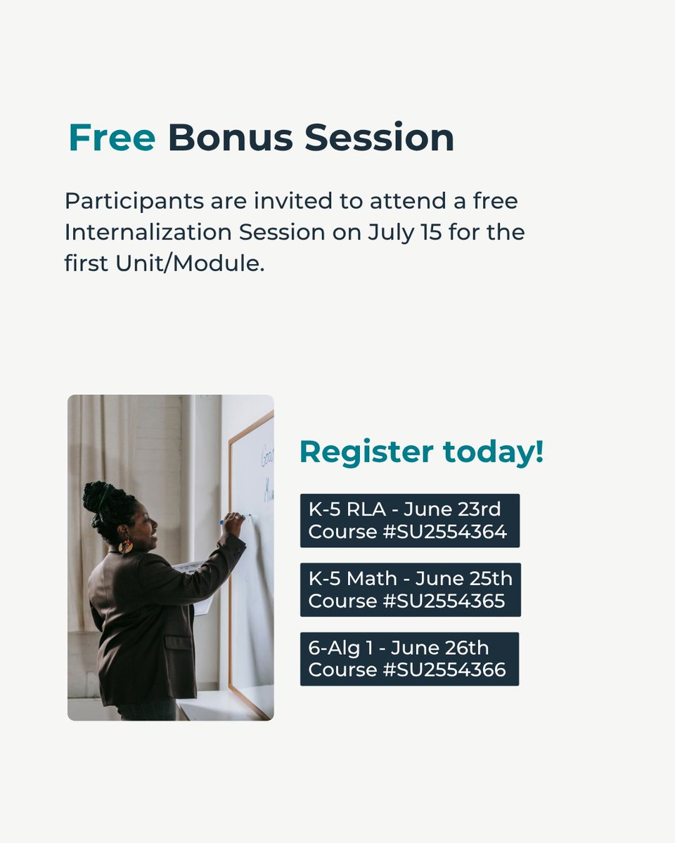 No grant? No problem.

This free Bluebonnet Learning training is designed to help teachers and leaders confidently implement high-quality instructional materials with no funding required.

Plus, get a free internalization session on July 15 for your first unit. Visit