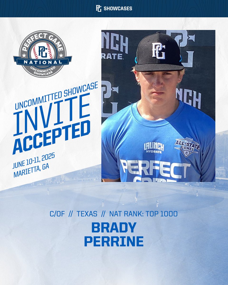 Perfect Game Texas (@texas_pg) on Twitter photo NATIONAL UNCOMMITTED SHOWCASE INVITE ACCEPTED 🔒
<a href="/bradywperrine/">Brady Perrine</a> X #NatUncommitted
<a href="/PG_Uncommitted/">PG_Uncommitted</a> NATIONAL UNCOMMITTED SHOWCASE INVITE ACCEPTED 🔒
<a href="/bradywperrine/">Brady Perrine</a> X #NatUncommitted
<a href="/PG_Uncommitted/">PG_Uncommitted</a>