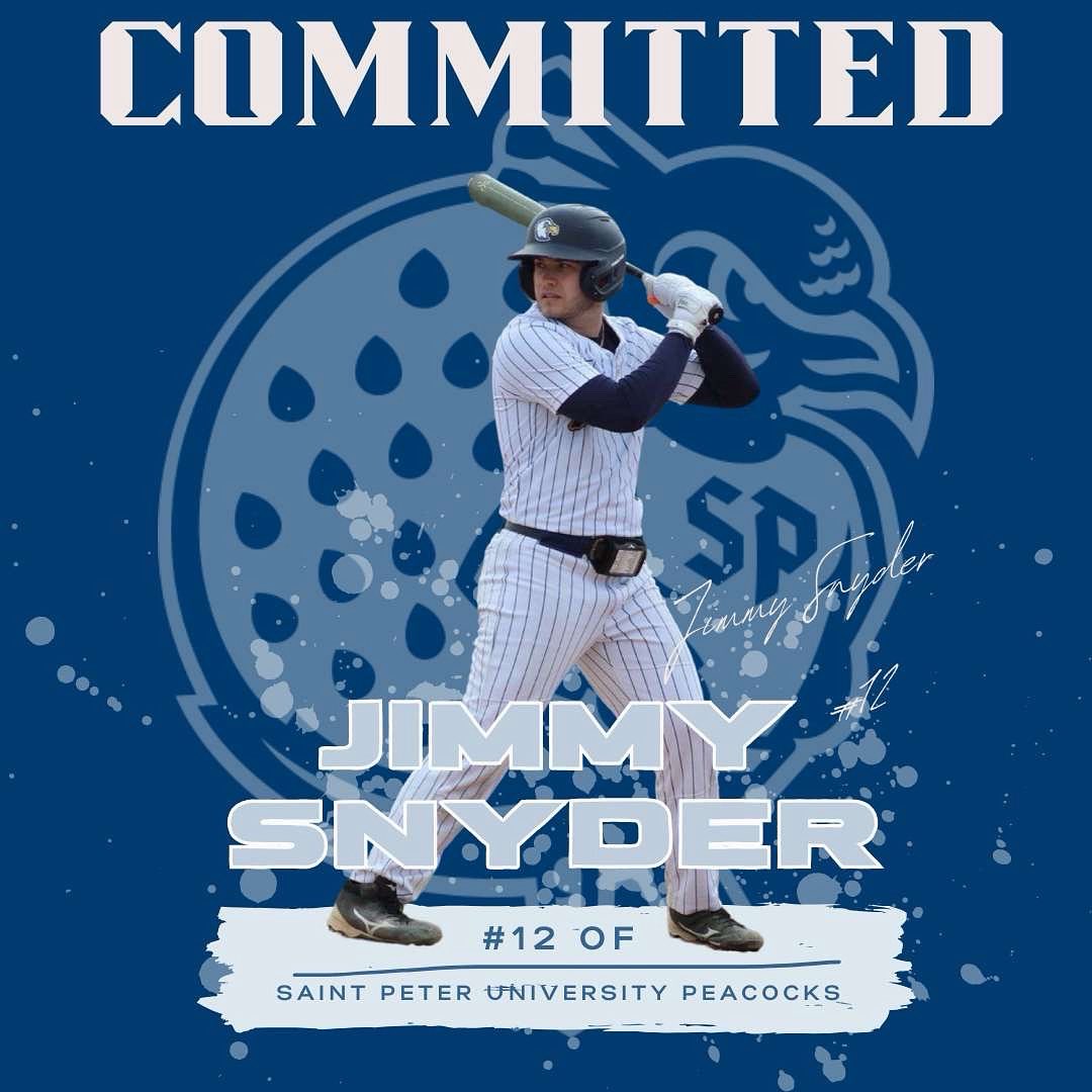 Jimmy_Snyder23's tweet photo. I’m excited to announce I will be continuing me academic and athletic career and Saint Peters University! I want to thank my parents, former teammates, and coaches for all the support along the way, go Peacocks! https://t.co/XMGo0csJgM