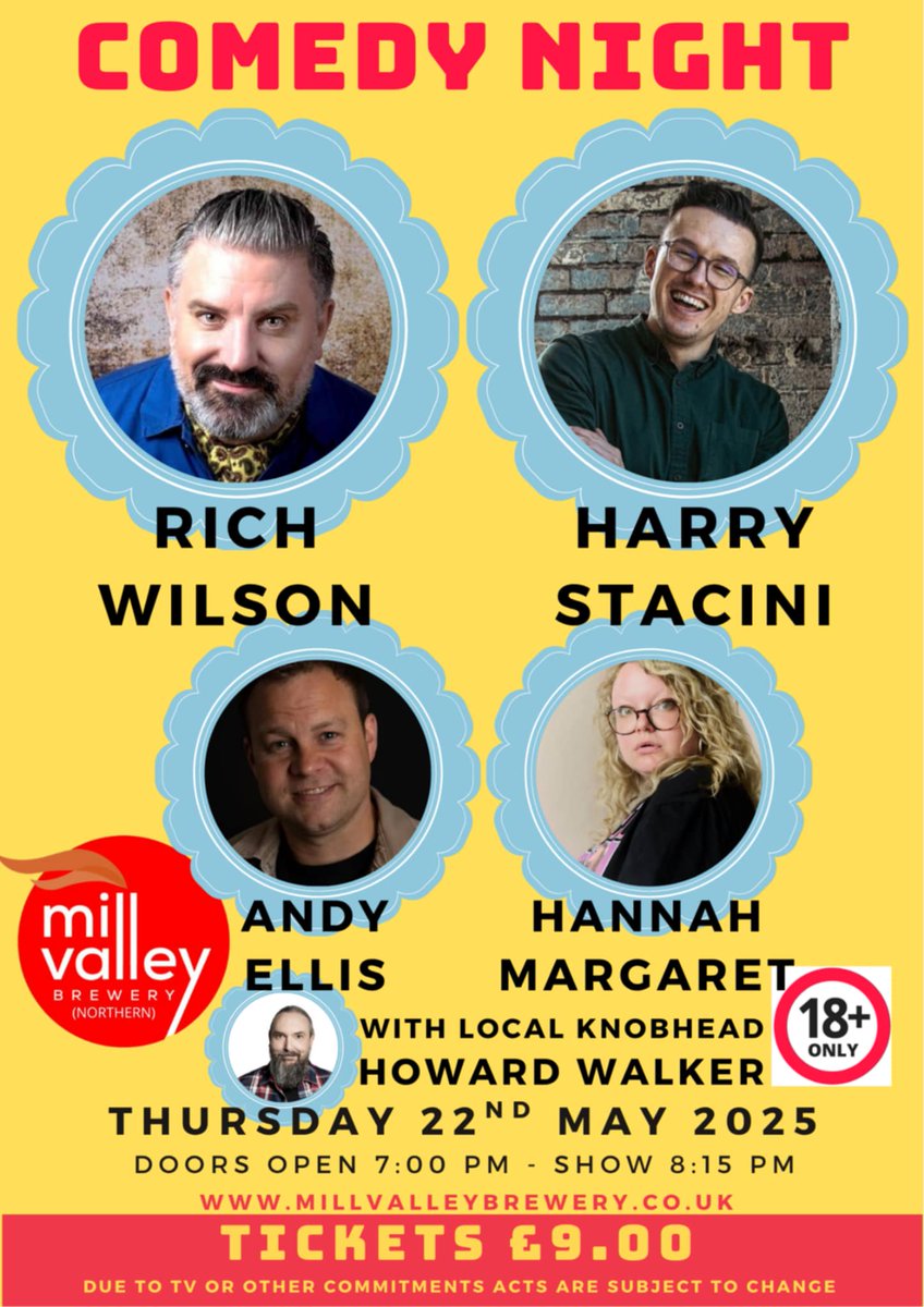 Mill Valley Comedy Night Thursday 22nd May from 8pm, Tickets online Now millvalleytaproom.co.uk