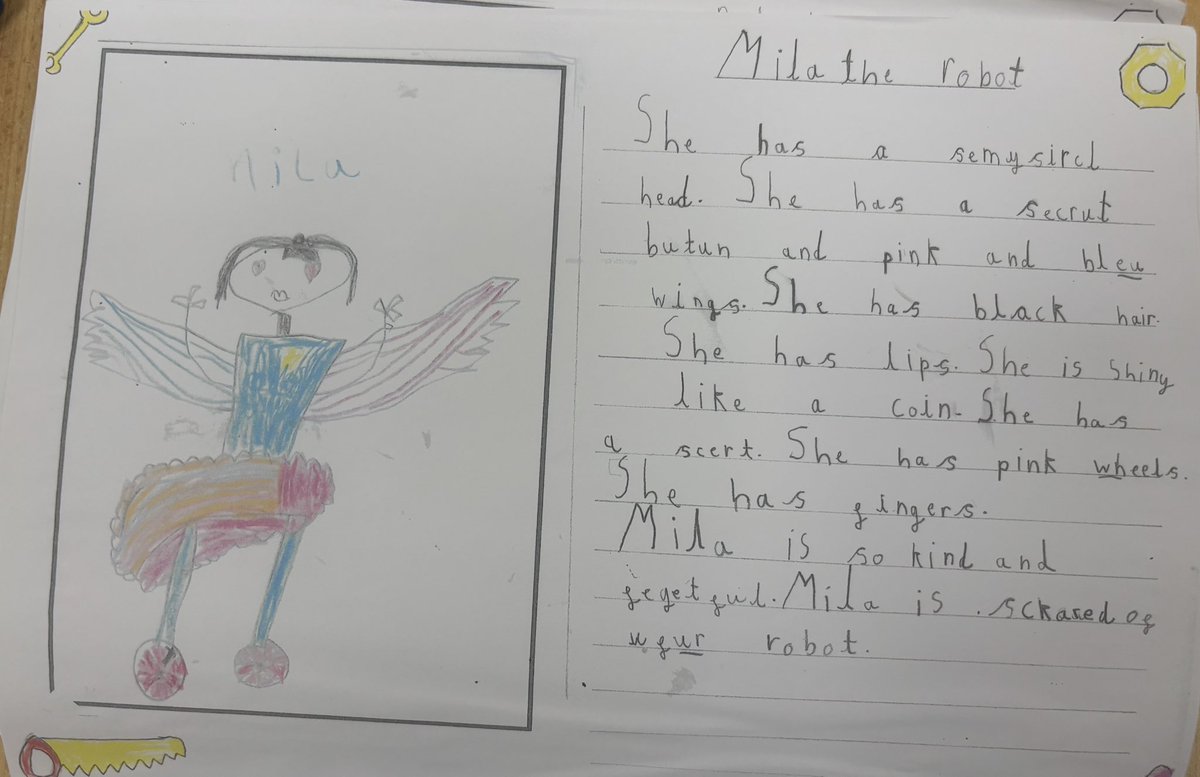 JCAWakefield's tweet photo. What beautiful robot writing & DT projects- every single piece of writing is just amazing! Well done Year 1! https://t.co/KBZLzIpypM