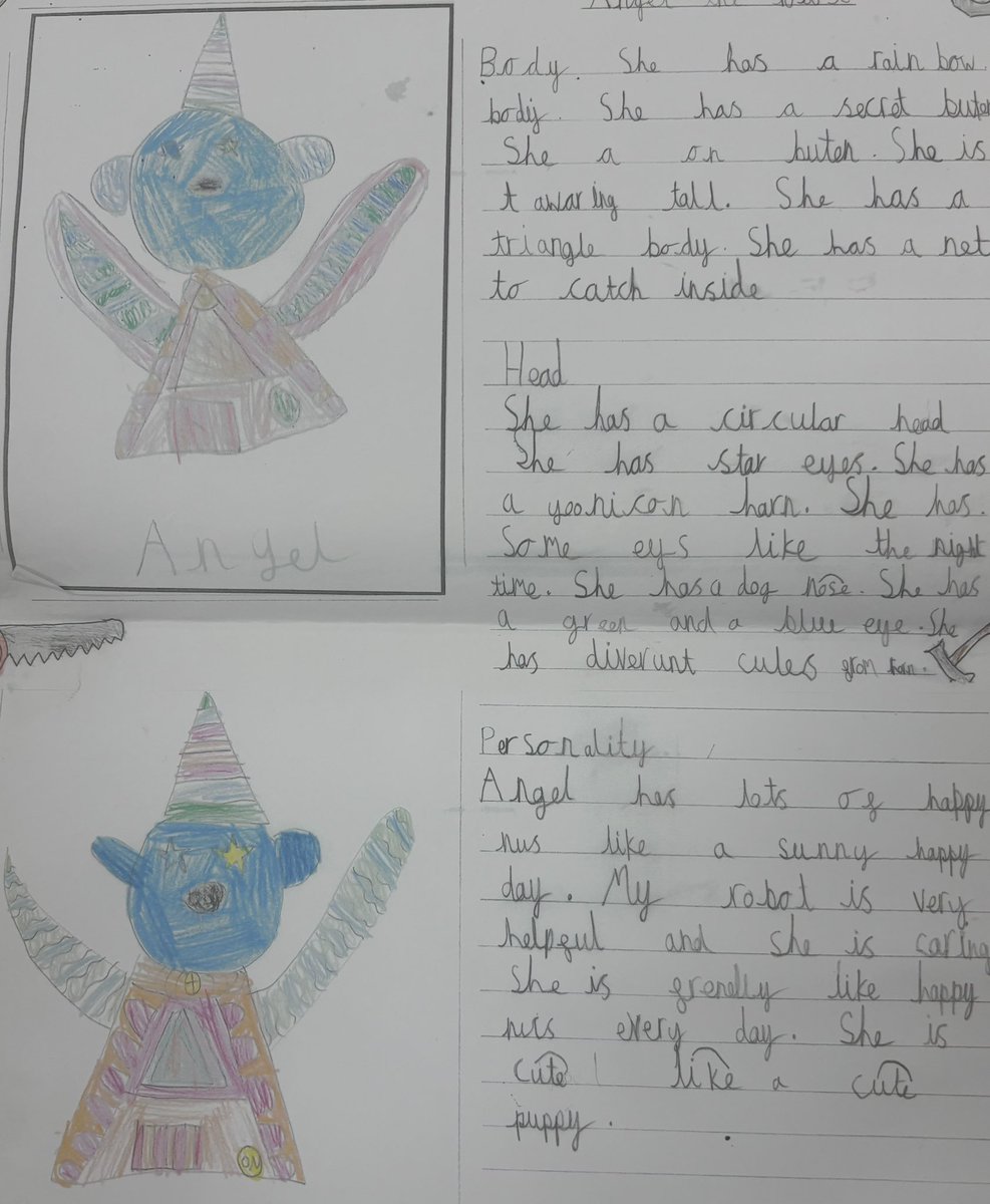 JCAWakefield's tweet photo. What beautiful robot writing & DT projects- every single piece of writing is just amazing! Well done Year 1! https://t.co/KBZLzIpypM