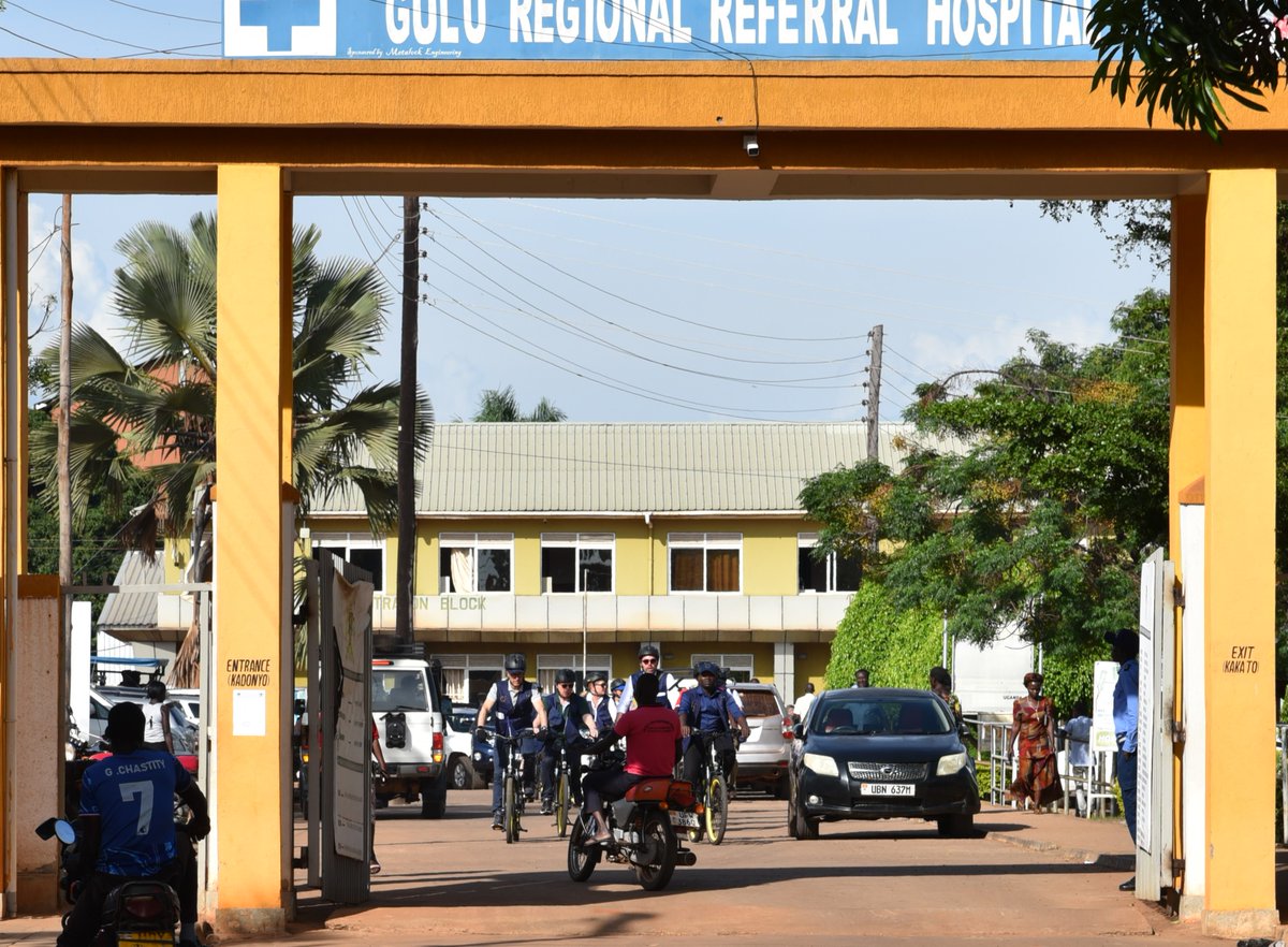 EUinUG's tweet image. Today, our 🇪🇺 Ambassadors kicked off their🚴‍♂️“Cycling through the history of Gulu” on electric bikes, with a 1st Stop @GuluHospital. Here, they met &amp;amp; interacted with survivors of the #LRA atrocities — a moving reminder of the region’s painful past &amp;amp; ongoing journey toward healing.