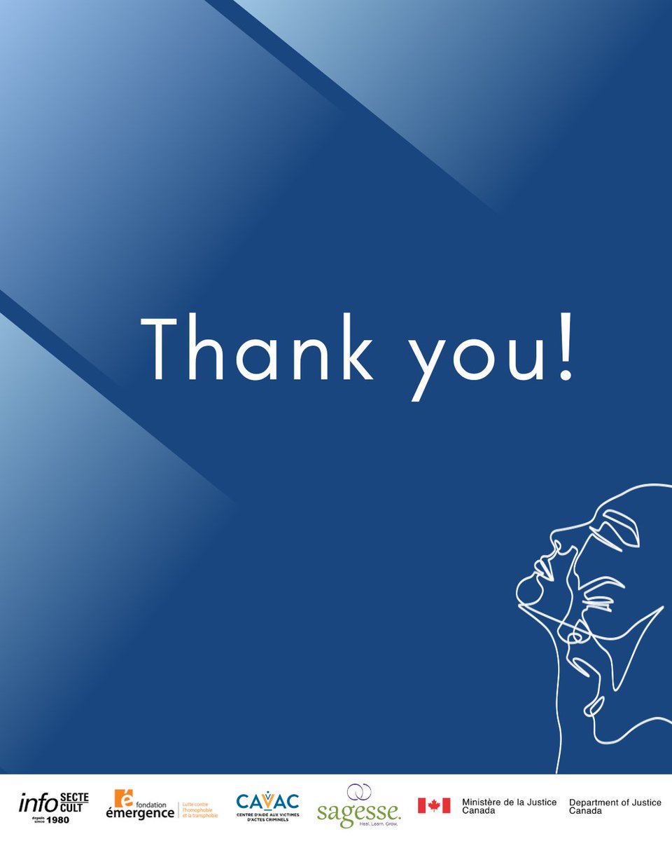 Info_Secte's tweet image. 🙏 Thank you to all who got involved in Victims and Survivors of Crime Week; to the attendees; to the presenters and facilitators; and to Justice Canada, for making the program possible. 
 
We will be posting many of the presentations on YouTube – so stay tuned. 🔔

#victimsweek