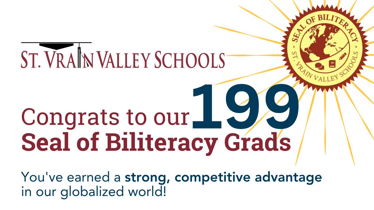 Diane Lauer (@mrslauer) on Twitter photo Congratulations to the 199 Seniors graduating with their Seal of Biliteracy - You have earned a strong competitive advantage in our globalized world! #academicexcellencebydesign @svvsd <a href="/SVVSD/">St. Vrain Valley Schools</a>supt @SVVSDdeputy #stvrainstorm Congratulations to the 199 Seniors graduating with their Seal of Biliteracy - You have earned a strong competitive advantage in our globalized world! #academicexcellencebydesign @svvsd <a href="/SVVSD/">St. Vrain Valley Schools</a>supt @SVVSDdeputy #stvrainstorm