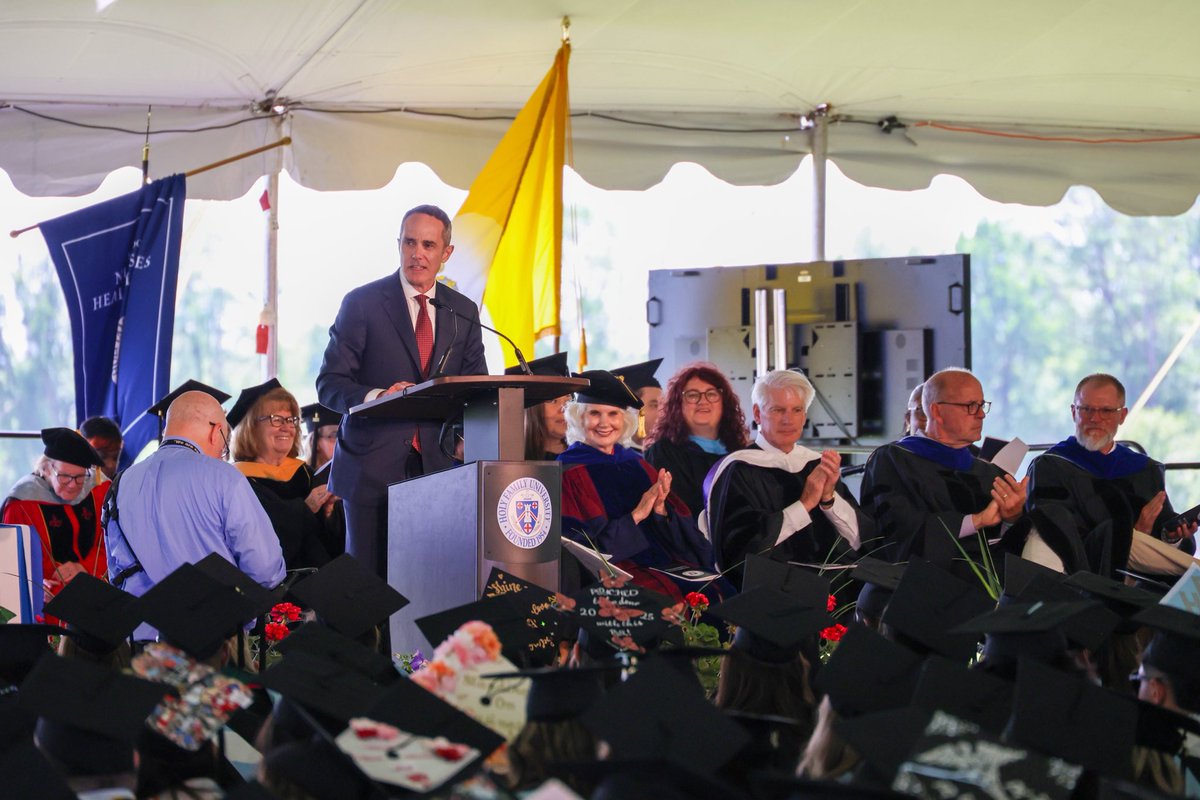 HFUPresident's tweet image. Grateful for the personal well wishes and uplifting words of encouragement shared bystate Sens. @JosephsPicozzi and @SenSantarsiero with our 828 graduates on Saturday. Their support helped make this milestone moment even more meaningful for the Class of 2025.