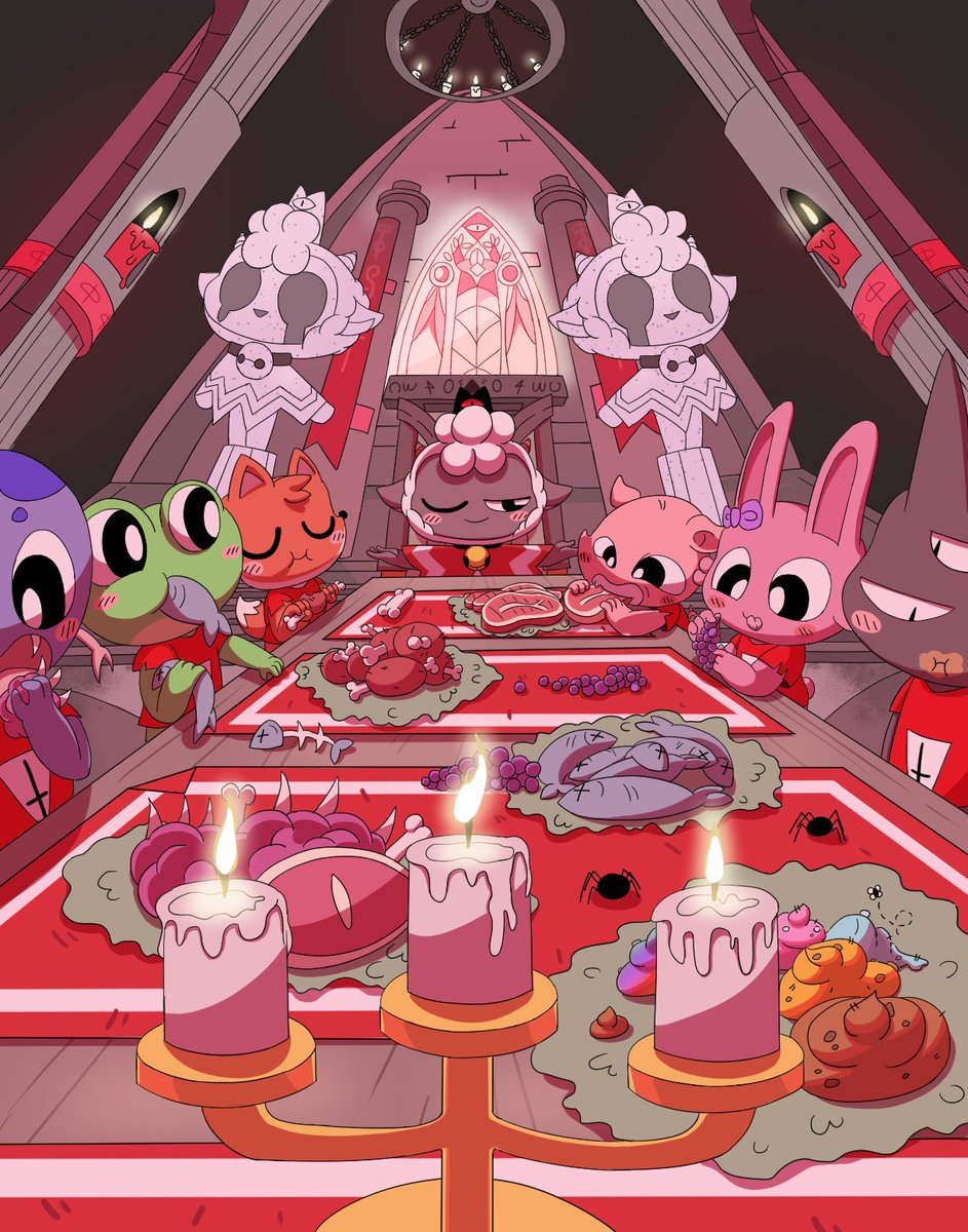 #cultofthelamb #cultofthelambfanart #cotl 
Ritual of feast 😋🙏🍖🥩🍇🐟💩