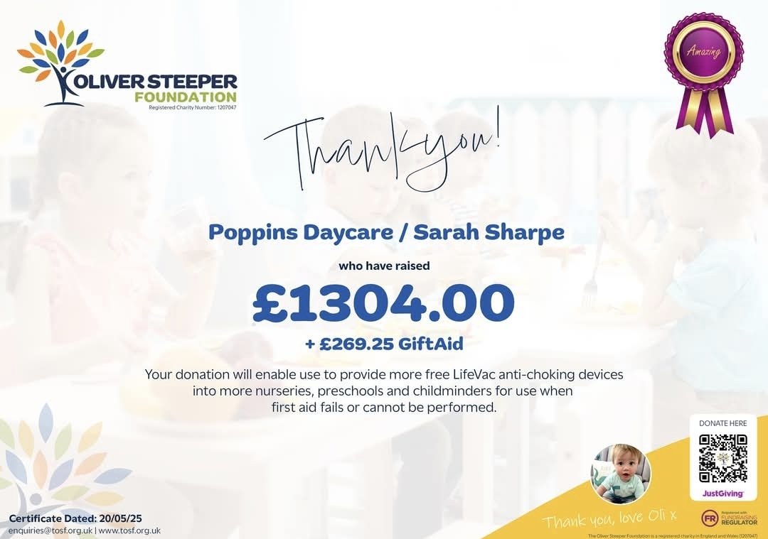 Over the moon to have raised £1573.25  for 👏🏻 This will see 18 more Anti choking devices donated FREE to Registered Childcare Settings 😁 #proud #thankful #selfemployed #childminder <a href="/BRORADIO/">Bro Radio</a> <a href="/CoramPACEYCymru/">Coram PACEY Cymru</a> <a href="/CV_UHB/">Cardiff and Vale University Health Board</a> <a href="/cypnow/">Children & Young People Now</a> <a href="/EarlyWales/">Early Years Wales</a> <a href="/mmewcav/">Move More Eat Well | Symud Mwy Bwyta'n Iach</a> <a href="/PublicHealthW/">Public Health Wales</a>