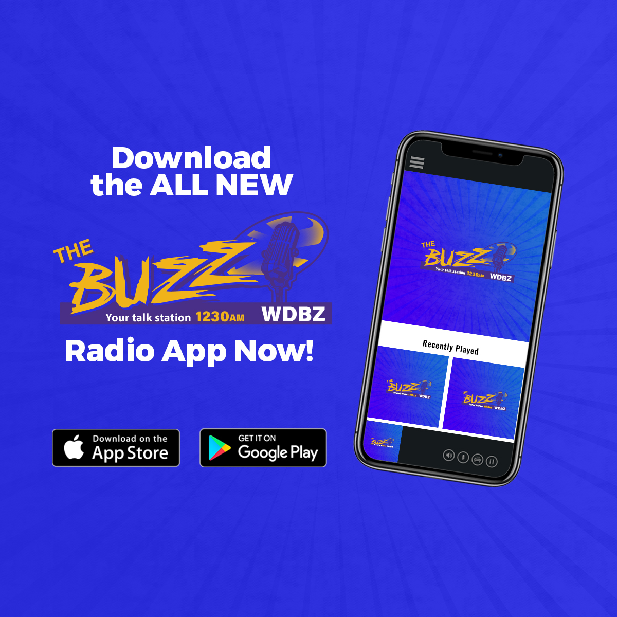 Don’t miss a BEAT this summer! Download the FREE BUZZ app today - get first dib notifications on CONTESTS, MONEY, EVENTS, and MORE 📲 Be sure to accept push notifications from 1230 The Buzz!