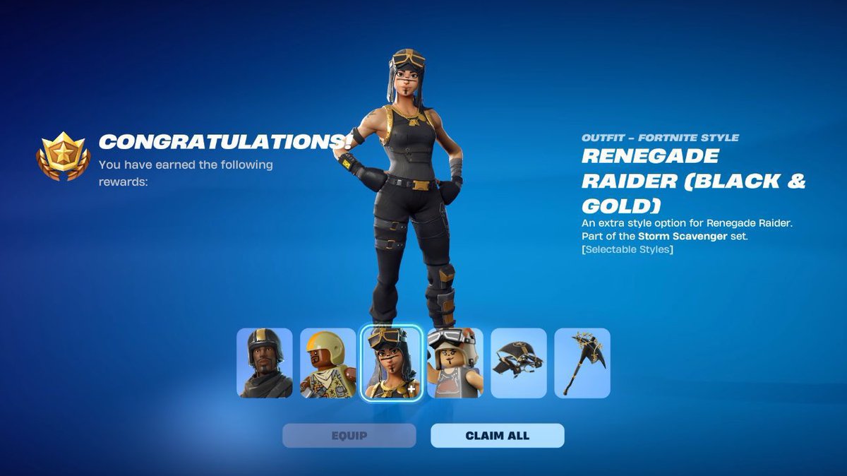 FortniteFNLK's tweet photo. FORTNITE OG BLACK &amp; GOLD RENEGADE RAIDER STYLE IS NOW AVAILABLE! 

USE CODE ‘FNLK’ #ad https://t.co/cKfIusqQas