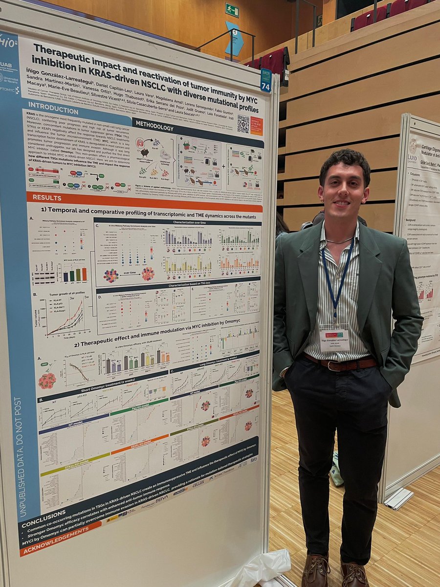 LSoucekLab (@lsouceklab) on Twitter photo Proud to see our <a href="/ignigor/">Íñigo González Larreategui</a> presenting a poster about the therapeutic impact and reactivation of tumor immunity by MYC inhibition in KRAS-driven NSCLC with diverse mutational profiles at the #EACR Congress: Defence is the best attack: Immuno-Oncology Breakthroughs 2025. Great work! Proud to see our <a href="/ignigor/">Íñigo González Larreategui</a> presenting a poster about the therapeutic impact and reactivation of tumor immunity by MYC inhibition in KRAS-driven NSCLC with diverse mutational profiles at the #EACR Congress: Defence is the best attack: Immuno-Oncology Breakthroughs 2025. Great work!