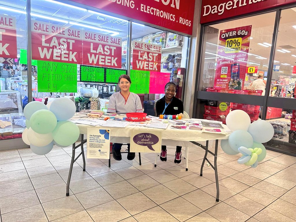 Deanna and Joy connected with the Dagenham community for Dementia Action Week, raising awareness about dementia diagnosis and sharing information about the support available in the hospital