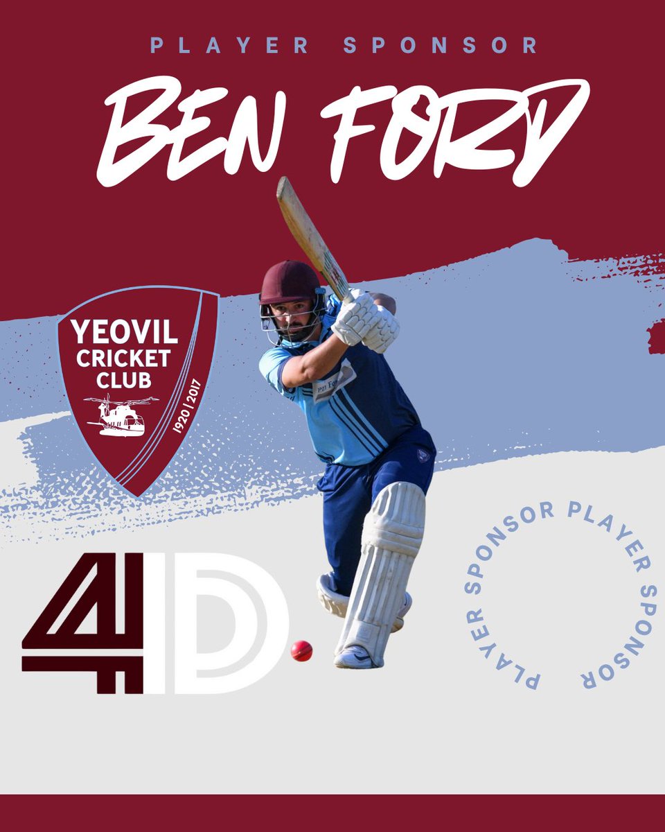 📝Player Sponsorship📝

Destructive all-rounder, Ben Ford has been kindly sponsored by 4D Cricket.

Thank you very much for the support this season 🙏