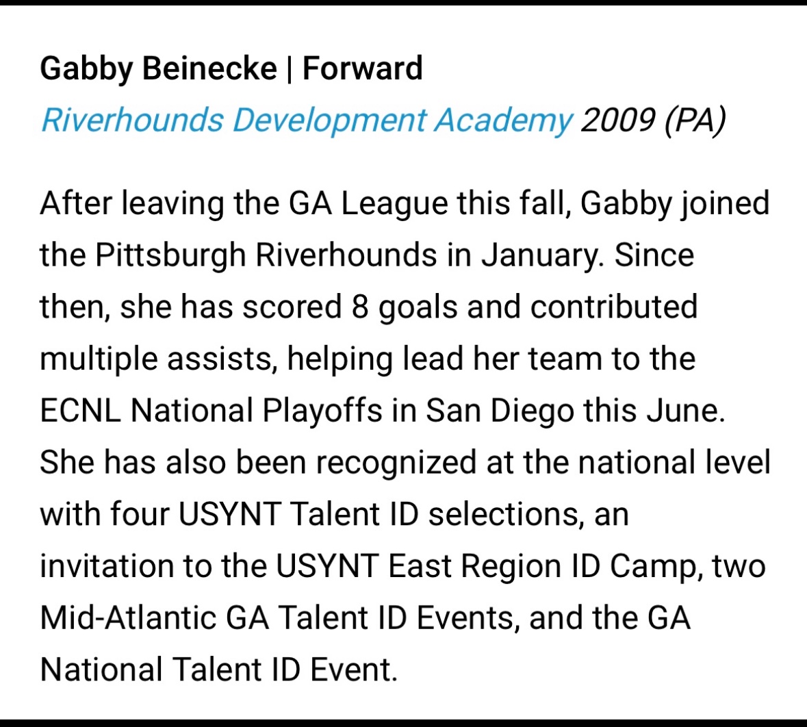 Gabby Beinecke | 2028 | ECNL (@gabbybeinecke) on Twitter photo Thank you <a href="/TheSoccerWire/">SoccerWire</a> for the shout out! Excited to compete with my <a href="/HoundsAcademy/">The Riverhounds Academy</a> team in Greensboro at the <a href="/ECNLgirls/">ECNL Girls</a> NC Showcase!!!! <a href="/PrepSoccer/">Prep Soccer β½οΈ</a> <a href="/TopDrawerSoccer/">TopDrawerSoccer</a> <a href="/JREskilson/">J.R. Eskilson</a> <a href="/ImYouthSoccer/">ECNL/GA/Recruiting/College Soccer</a> <a href="/USYNT/">U.S. Soccer YNT</a> <a href="/ImCollegeSoccer/">College Soccer Truth β’</a> Thank you <a href="/TheSoccerWire/">SoccerWire</a> for the shout out! Excited to compete with my <a href="/HoundsAcademy/">The Riverhounds Academy</a> team in Greensboro at the <a href="/ECNLgirls/">ECNL Girls</a> NC Showcase!!!! <a href="/PrepSoccer/">Prep Soccer β½οΈ</a> <a href="/TopDrawerSoccer/">TopDrawerSoccer</a> <a href="/JREskilson/">J.R. Eskilson</a> <a href="/ImYouthSoccer/">ECNL/GA/Recruiting/College Soccer</a> <a href="/USYNT/">U.S. Soccer YNT</a> <a href="/ImCollegeSoccer/">College Soccer Truth β’</a>