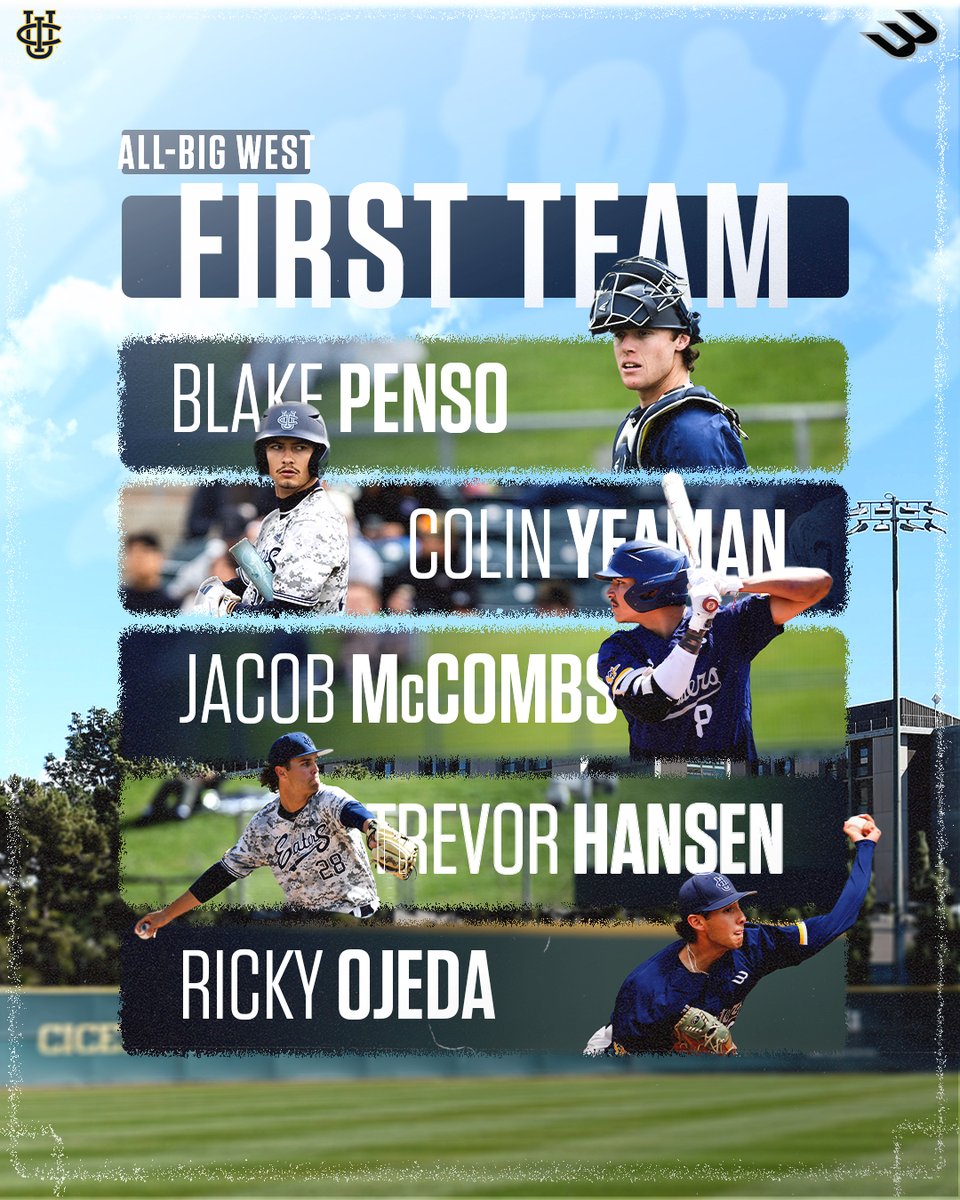 𝐁𝐞𝐬𝐭 𝐢𝐧 𝐭𝐡𝐞 𝐁𝐢𝐠 𝐖𝐞𝐬𝐭 ☝️

Congratulations to Blake Penso, Colin Yeaman, Jacob McCombs, Trevor Hansen, and Ricky Ojeda for being named to the All-Big West First Team!

#EatersGottaEat | #RipEm