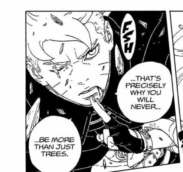 thomascoop60439's tweet photo. why is Boruto saying "Trees" like its a slur is Boruto picking up momoshiki's traits https://t.co/8TCKDpvWST