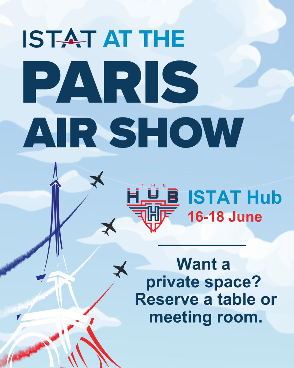 Headed to the Paris Air Show? Elevate your experience by connecting with ISTAT from 16–18 June at the iconic InterContinental Paris Le Grand. Register now and make the most of your time in Paris: connect.istat.org/Receptions-Hub… 
#ISTATEvents #ISTATNetworking #ISTATReceptions