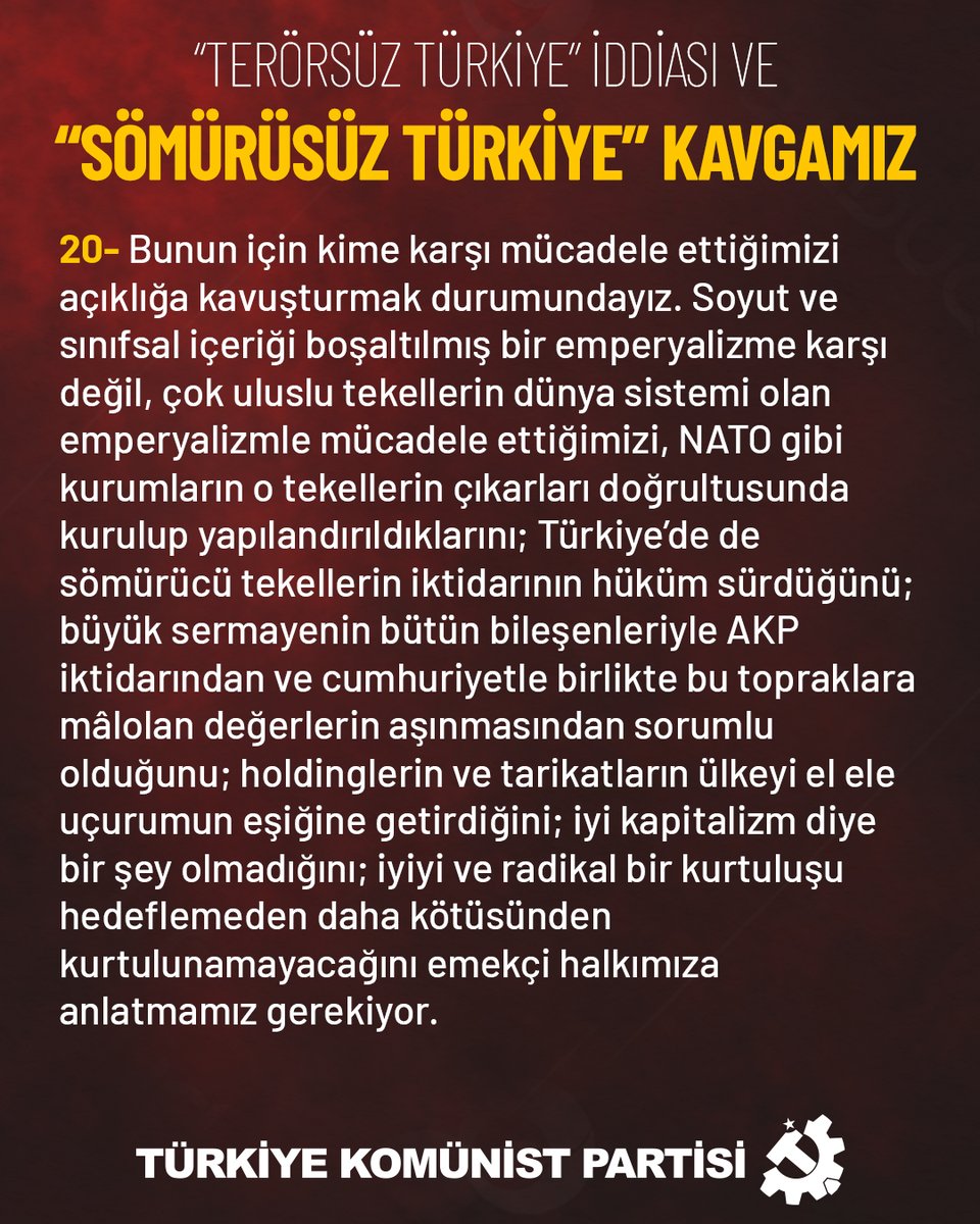 Türkiye bir yol ayrımındadır ve bu ayrımda Cumhuriyetçi birikimin, kendini emekçi sınıflara yaslayarak, kapitalizmin temellerini sorgulayarak yapılanması zorunludur.

Peki bu doğrultuda karşı konulacak, mücadele edilecekler kimlerdir?

DİĞER MADDELERİ OKUMAK İÇİN: