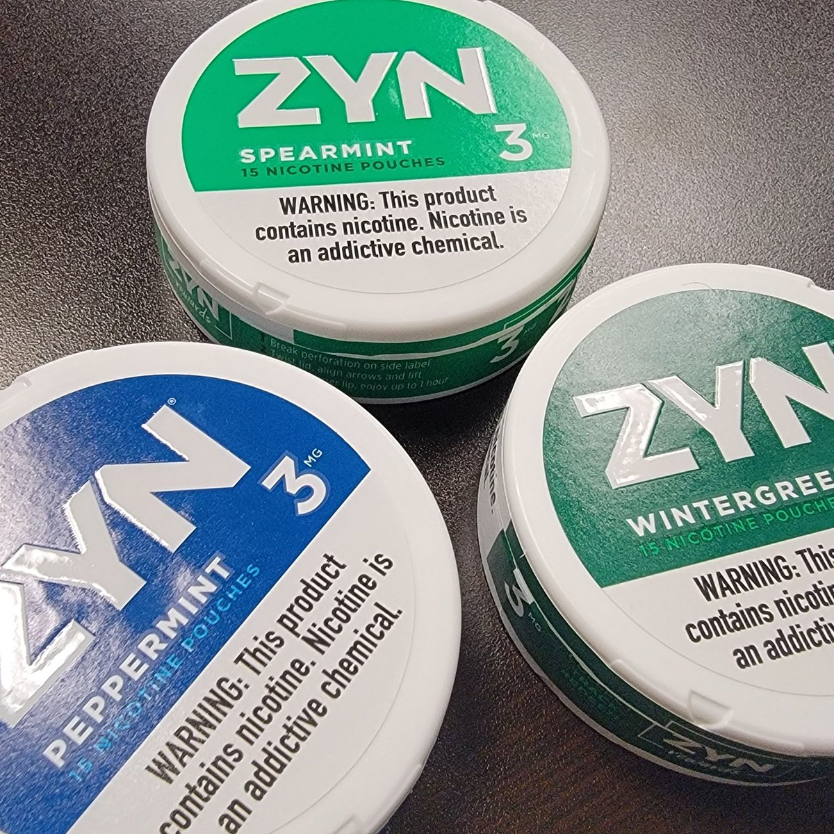 Daily dose of zyns. Peppermint with black coffee. Wintergreen after lunch and spearmint for desert.