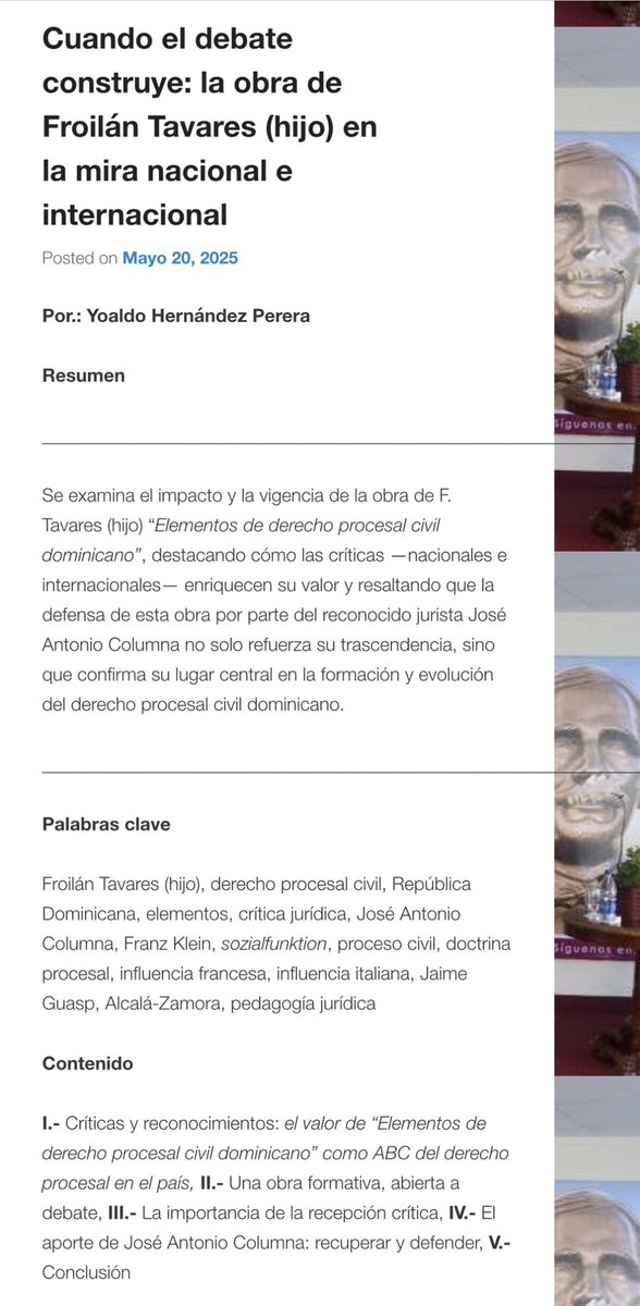 Las críticas, sean elogiosas o severas, dan cuenta de la trascendencia de una obra, pues solo los libros verdaderamente significativos provocan reflexión, debate y juicio sostenido en el tiempo. Es el caso, en materia procesal civil, de la obra de Froilán Tavares (hijo).
