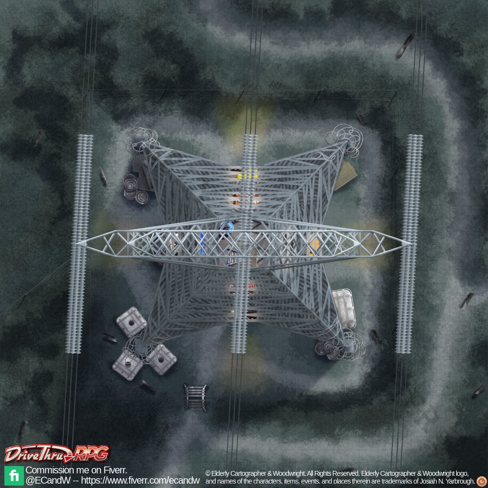 TWoodwright's tweet photo. Transmission Tower Refuge: Night Pack - 18 Maps: Available on DriveThruRPG

My affiliate link:  https://t.co/wNcGyFpeK7

#transmissiontower #RPGmap #DriveThruRPG #Battlemap #zombiemap #apocalypsemap #ttrpg #postapocalypse #hideout #refuge #GIMP #digitalmap #virtualtabletopgame https://t.co/m0AT1Nc4MU