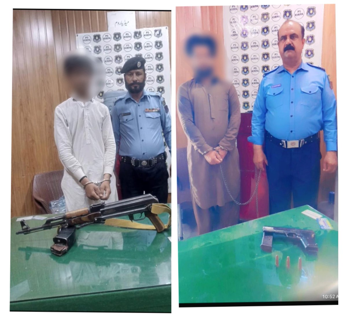 ICT_Police's tweet photo. اسلام آباد پولیس کی جرائم پیشہ عناصر کے خلاف موثر کارروائیاں جاری۔

تھانہ کرپا پولیس ٹیم  نے دو ملزمان کو گرفتار کر کہ انکے قبضہ سےغیر قانونی اسلحہ معہ ایمونیشن برآمد کر لیا۔

#WeRIslamabadPolice #ICTP #OPS #Islamabad https://t.co/KgJHDUfvOd