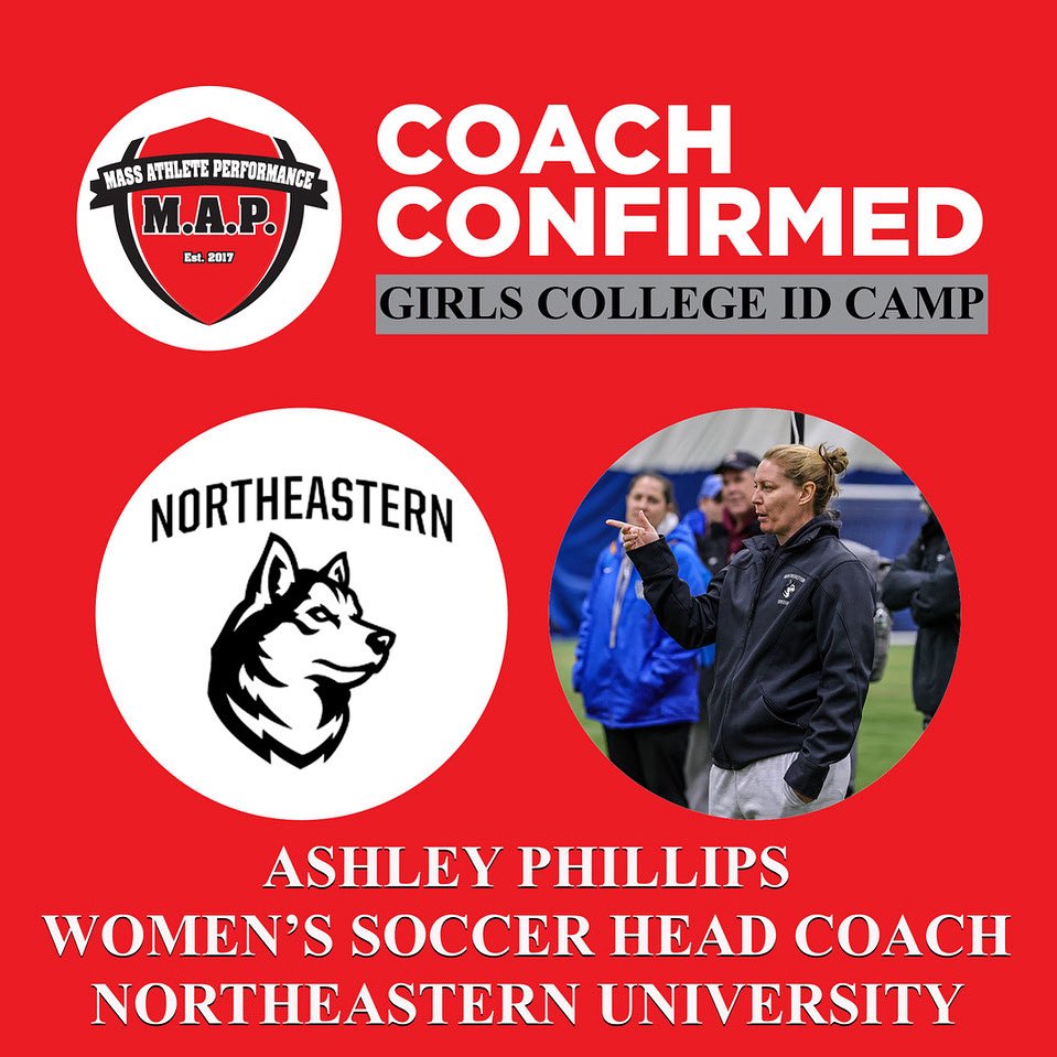 College ID Camp Coach Announcement - July 25-27 @ Stonehill College - Mendon, MA - Ashley Phillips - Northeastern University Women’s Soccer Head Coach - Camp Director - massathlete.com