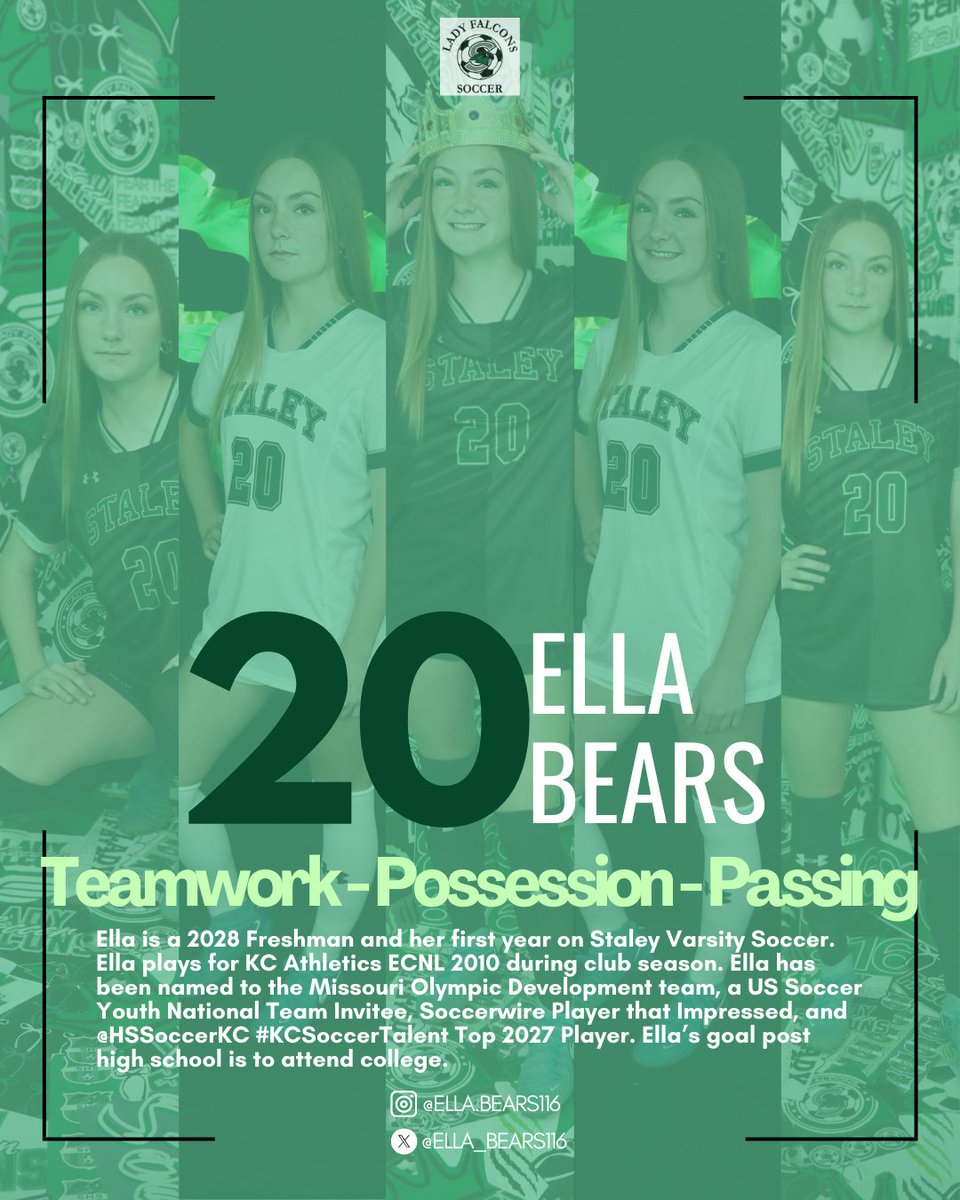 Staley Girls Soccer Fans (@staleysoccerfan) on Twitter photo 2028 <a href="/Ella_Bears116/">Ella Bears</a> teammates describe her as kind, hardworking & helpful. Her fav thing <a href="/staleysoccer/">Staley HS Soccer</a> is her teammates.
Ella earned our top number of assists this season. Congratulations Ella!
Ella plays club soccer for <a href="/AthleticsKCECNL/">KC Athletics ECNL</a> 2010 2028 <a href="/Ella_Bears116/">Ella Bears</a> teammates describe her as kind, hardworking & helpful. Her fav thing <a href="/staleysoccer/">Staley HS Soccer</a> is her teammates.
Ella earned our top number of assists this season. Congratulations Ella!
Ella plays club soccer for <a href="/AthleticsKCECNL/">KC Athletics ECNL</a> 2010