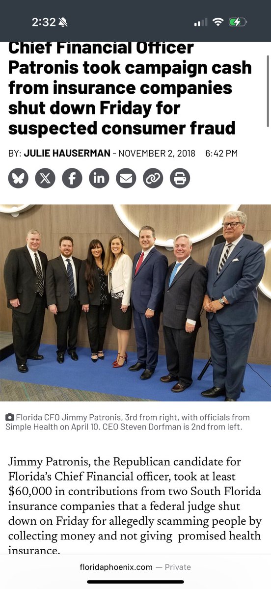 <a href="/atrupar/">Aaron Rupar</a> Jimmy hasn’t worked a day in Florida except at the family fish restaurant 

As Florida CFO, He’s allowed the insurance industry that **he oversees to run roughshod over Floridians 

If there’s anyone on the couch it’s him.. while collecting checks for millions from the insurance
