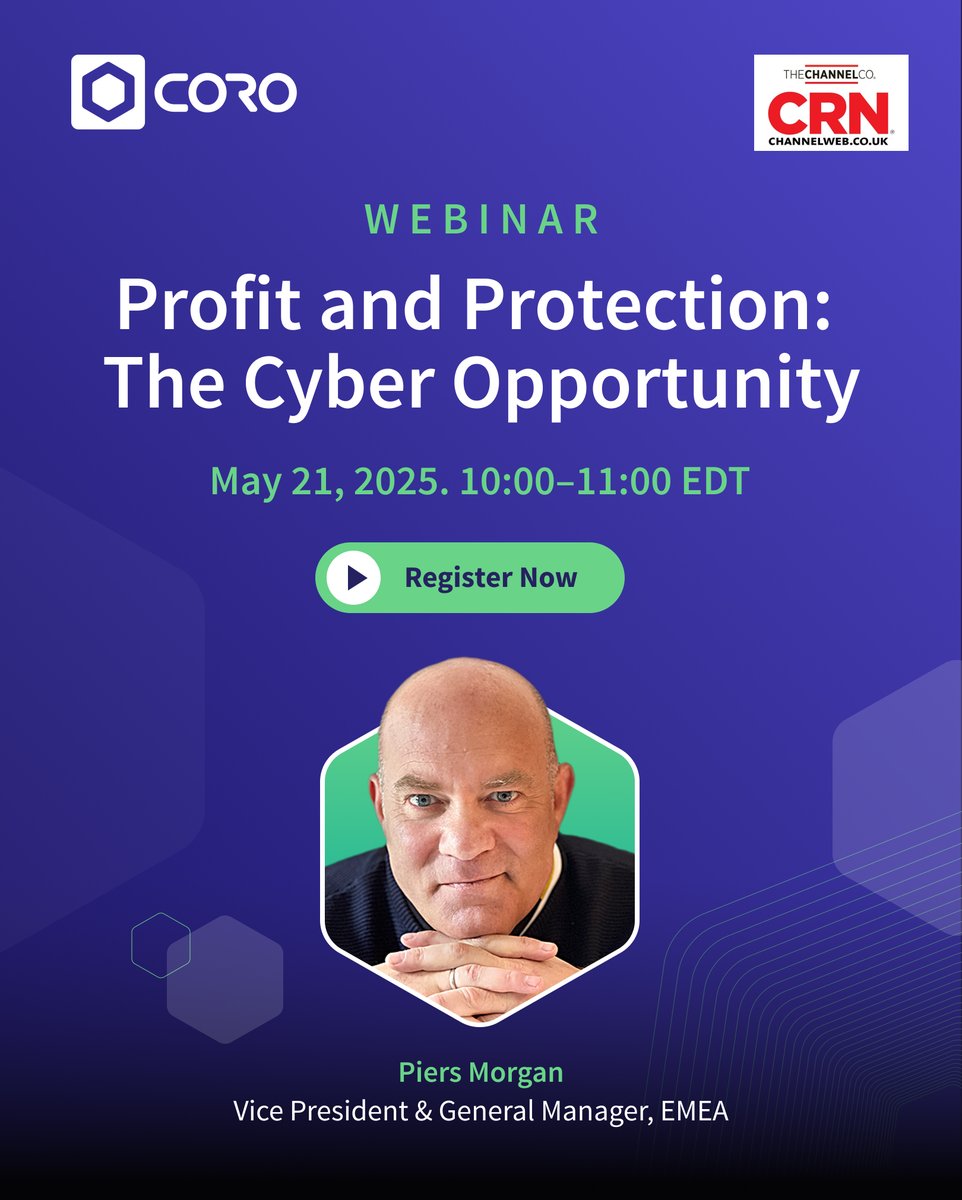 Join our VP of EMEA, Piers Morgan, for a live CRN webinar built for MSPs, MSSPs, resellers, &amp; distributors across the region.

We’re talking about real trends, smarter solutions, &amp; how to grow margin in a challenging market.

📅 May 21 | ⏰ 10 AM EDT | 🔗 bit.ly/4mkcmRT