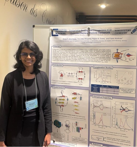 Congratulations to Divya who recieved a poster award at the Gordon Research Seminar in Les Diablerets, Switzerland! 🏔️ She also attented the Conference on Self-Assembly and Supramolecular Chemistry held in the same place from May 11-16.