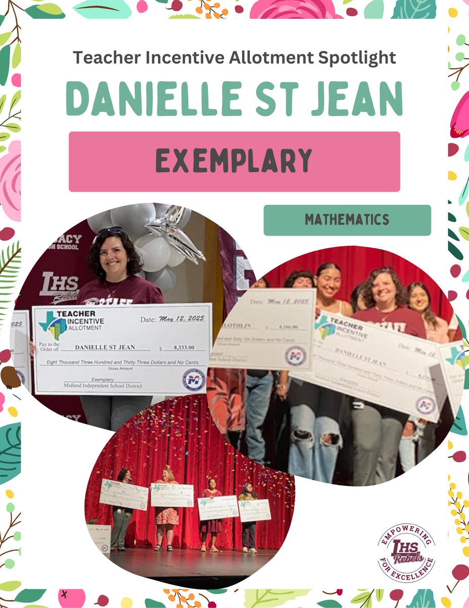 Legacyrebels's tweet image. We are so very proud of our Remarkable Rebel educators who worked so diligently to receive the Teacher Incentive Alotment!
youtu.be/nMDtQz2vaKw?fe…
#RebelNation #EmpoweringforExcellence @Midland_ISD