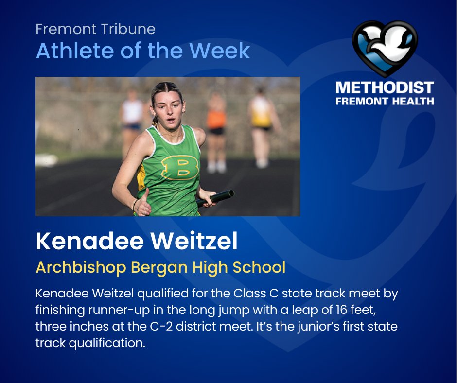 Congratulations to Kenadee Weitzel, our Athlete of the Week! <a href="/BerganSports/">Bergan Activities</a> <a href="/bergantrack/">Bergan Catholic Track and Field</a> <a href="/bergancatholic/">Bergan Catholic School</a> #nebpreps