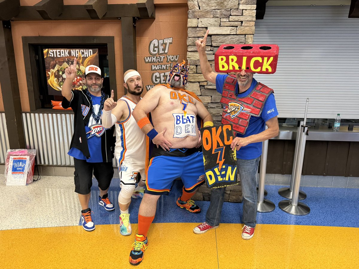 OKCbrickman's tweet photo. Headed to @okcthunder game? Drop by @NEWS9 for live outdoor broadcast 6-630 and game art applied to @ThuNdorSupreme starting at 530 #thunderup #freethrowdefense #getLOUD https://t.co/JxBJHQHH3G
