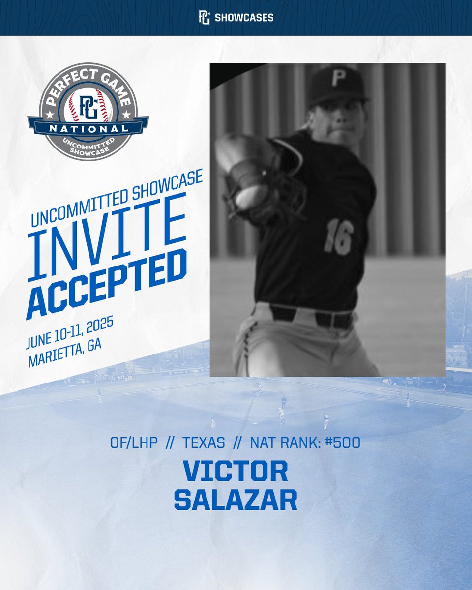 Perfect Game Texas (@texas_pg) on Twitter photo NATIONAL UNCOMMITTED SHOWCASE INVITE ACCEPTED 🔒
<a href="/VSalazar98304/">Victor Salazar</a> X #NatUncommitted
<a href="/PG_Uncommitted/">PG_Uncommitted</a> NATIONAL UNCOMMITTED SHOWCASE INVITE ACCEPTED 🔒
<a href="/VSalazar98304/">Victor Salazar</a> X #NatUncommitted
<a href="/PG_Uncommitted/">PG_Uncommitted</a>