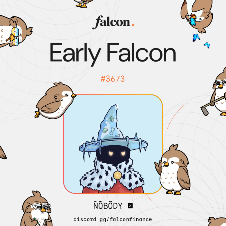 EARLY ALPHA - Claim "Early Falcon" role in <a href="/falconfinance/"></a> 🦅 (Backed by <a href="/DWFLabs/">DWF Labs</a>)

🚀 How to Claim:
- Join Discord discord.gg/falconfinance
- Quiz Answer: B,C,B,C,C,B
- Visit #🦅|early-falcon section
- Click on Generate
- Tweet the graphic and tag <a href="/falconfinance/"></a>
- Submit Tweet Link