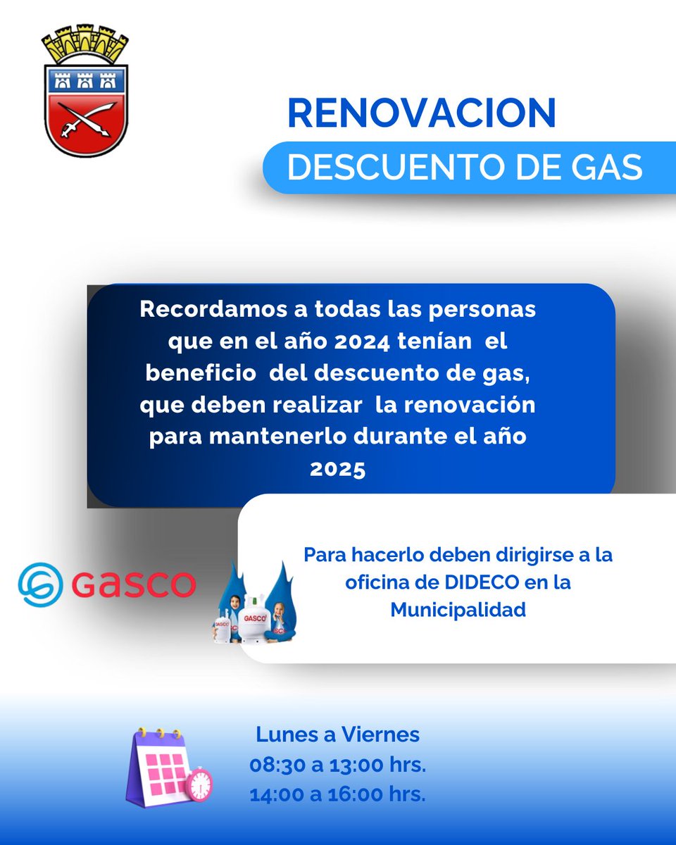 📷 Información importante 📷
Renovación descuento de gas