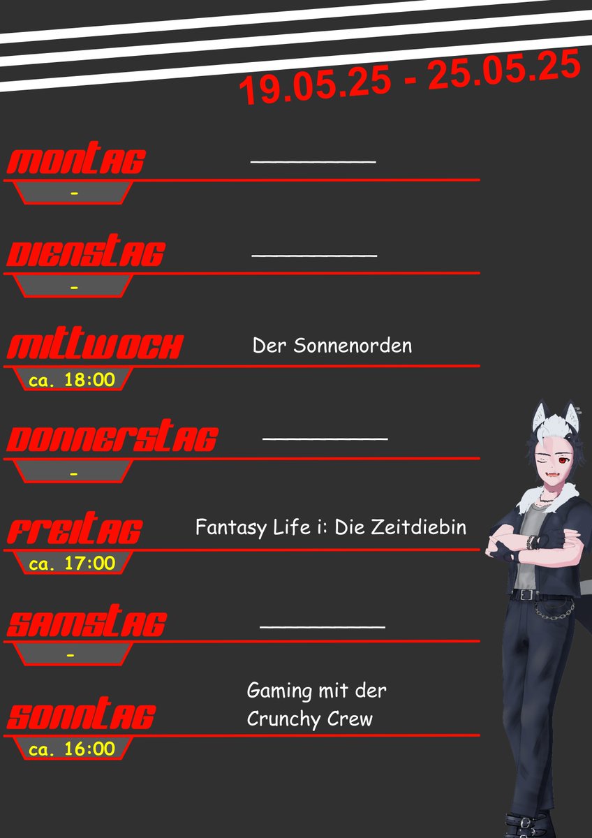 Nachdem letztes WE mein Internet ausgefallen ist, gehen die Streams nun endlich wie gewohnt weiter. :)