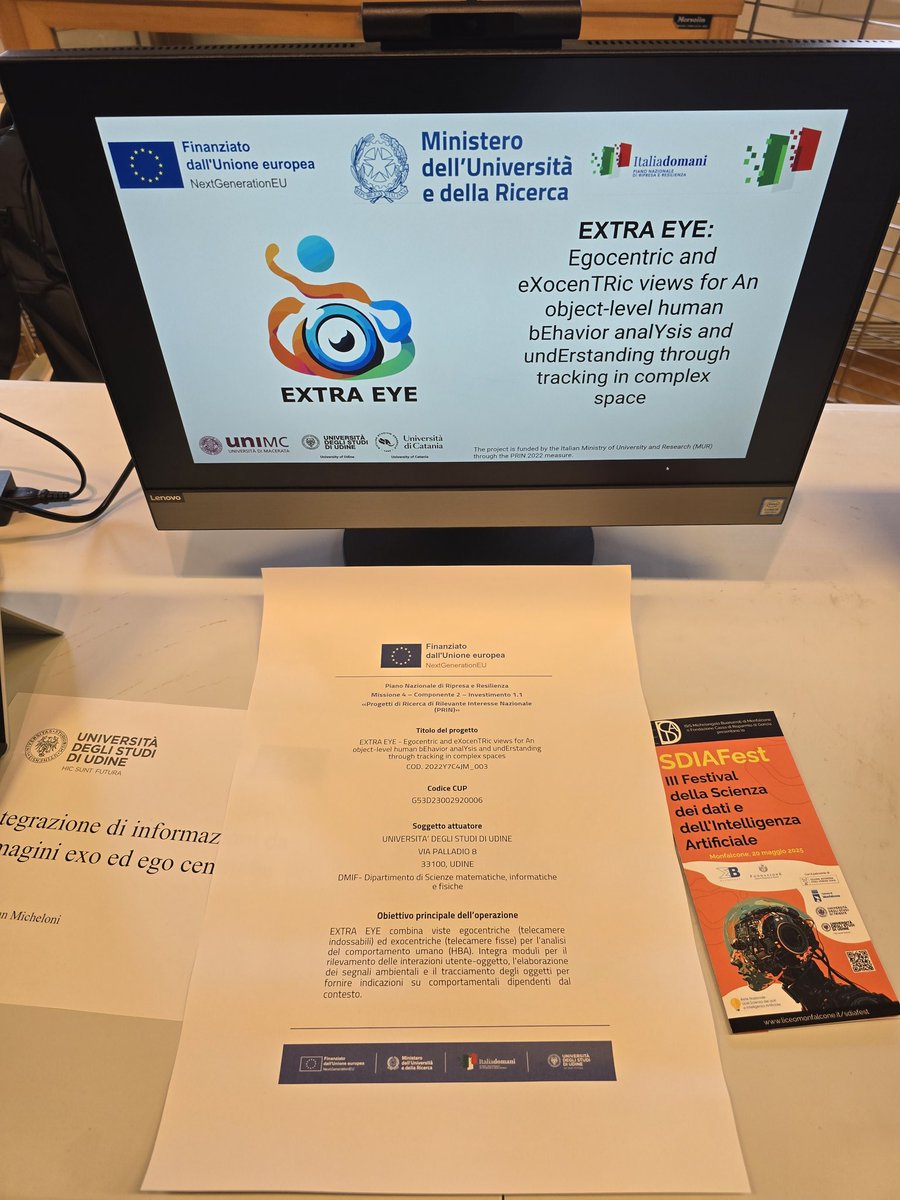 MicheloniC's tweet photo. Oggi a SDIAFest ho presentato i risultati raggiunti dal progetto PRIN EXTRA-EYE  a cui stiamo lavorando a @MLP_Uniud. Il progetto è finanziato dal MUR attraverso fondi NextGenerationEU @mdunnhofer @92Zaira https://t.co/9iPL3ZNaLL