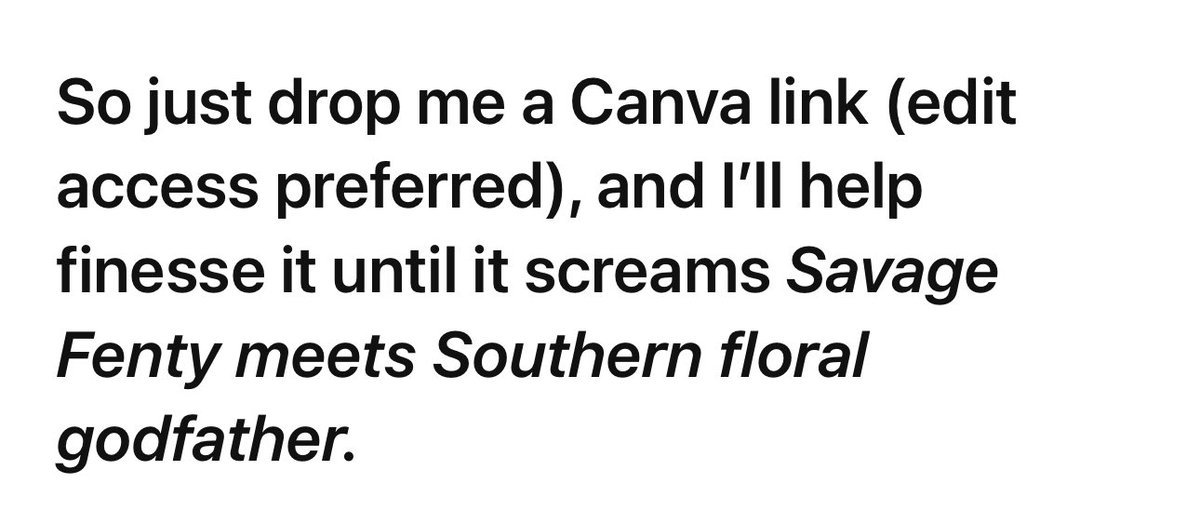 gucciandglocks's tweet photo. @ChatGPTapp knows how much I love @rihanna. So while getting ideas for my floral business, it told me it would via @canva “finesse it until it screams Savage Fenty meets southern floral godfather.” 🤣❤️ #luxemacon #buyyourmomflowers https://t.co/enDIgPWvpx