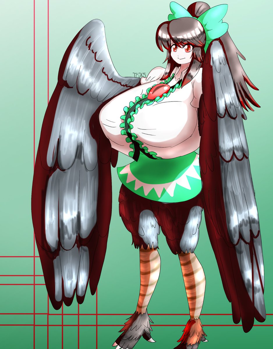 I have had an itch to draw harpies lately. Last time I did was last year, the mech okuu harpy, which was genuinely the most poorly received drawing I ever did (the idea was terrible), and I feel like it kept people from asking for more harpies. Glad to change that today~