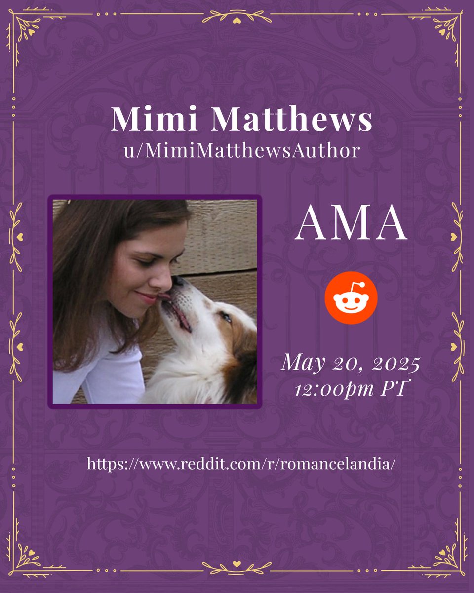 I'm over at Reddit r/romancelandia today for an AMA from 12pm-2pm PDT. Don't miss it! reddit.com/r/romancelandi…