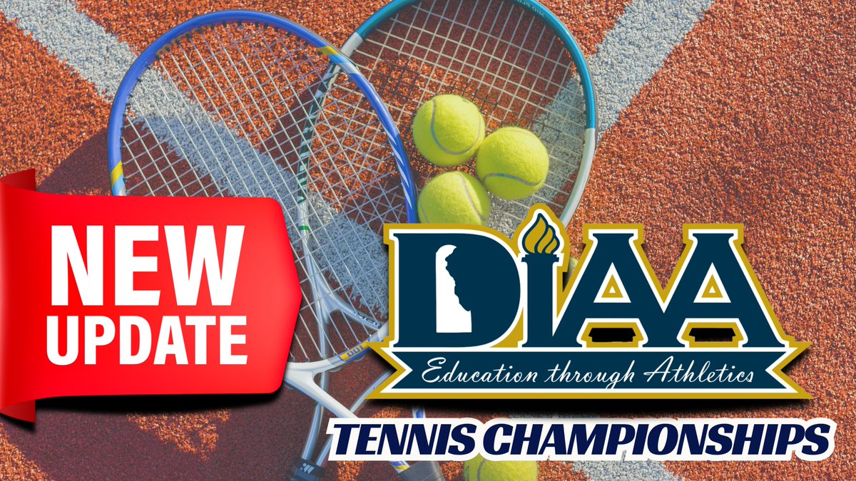 DIAA_Delaware's tweet photo. 🚨 2025 DIAA Tennis Finals – Site & Schedule Update

Due to weather concerns, the Tennis Finals scheduled for Wednesday, May 21 have been moved indoors to DuPont Country Club.

Girls Finals: Matches will run 12:45-3pm

Boys Finals: Matches will run 3-6pm

Updated draws can be found on the DIAA website here: https://t.co/1chjPU7DsI

🎟️ Ticket Update:
Tickets are no longer required for the Finals.
Anyone who already purchased a ticket through GoFan will receive a full refund.

Thank you for your flexibility, and good luck to all student-athletes competing in the championship!

#DIAA  #DIAAChampionships #Tennis