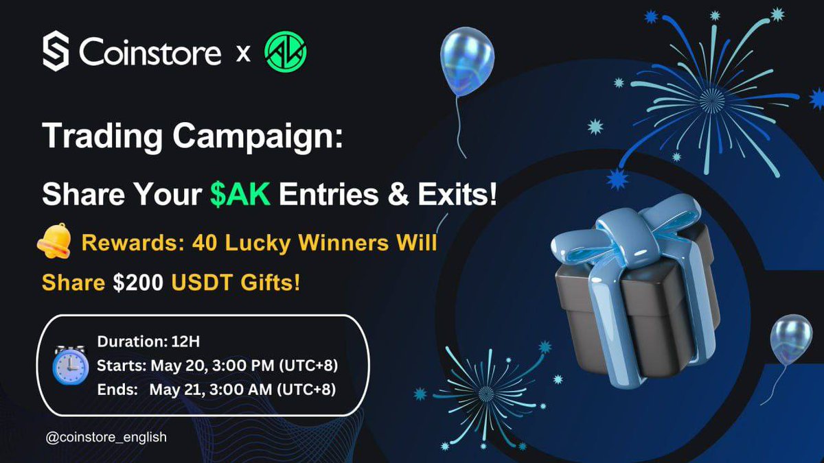 brooks_am3's tweet photo. Trade $AK with at least 50U volume
Post buy/sell screenshots in Coinstore group
Submit the form
Earn $5!
Event: May 20, 3PM (UTC+8) — 12 hrs only!

https://t.co/EywNPIq4QO

#AK #Coinstore #Launchpad https://t.co/xFPYmfrzjb