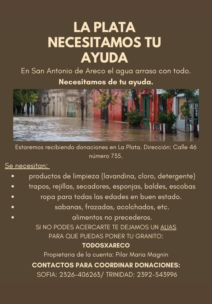 HagoverosLP's tweet photo. ‼️⚠️ SAN ANTONIO DE ARECO NECESITA NUESTRA AYUDA

👉Ya sea donando $1000, hacemos la diferencia para gente que perdió TODO

el alias es: todosxareco

PORFAS DIFUNDIR‼️ https://t.co/CgPRlaM0No