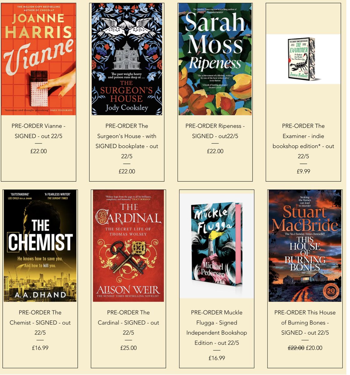 ⭐️Lots of books out on Thursday - here are some of them, and all #SIGNED too!

FoxLaneBooks.co.uk

#SignedBooks #BookTwitter #SprayedEdges #IndieBookshop⭐️