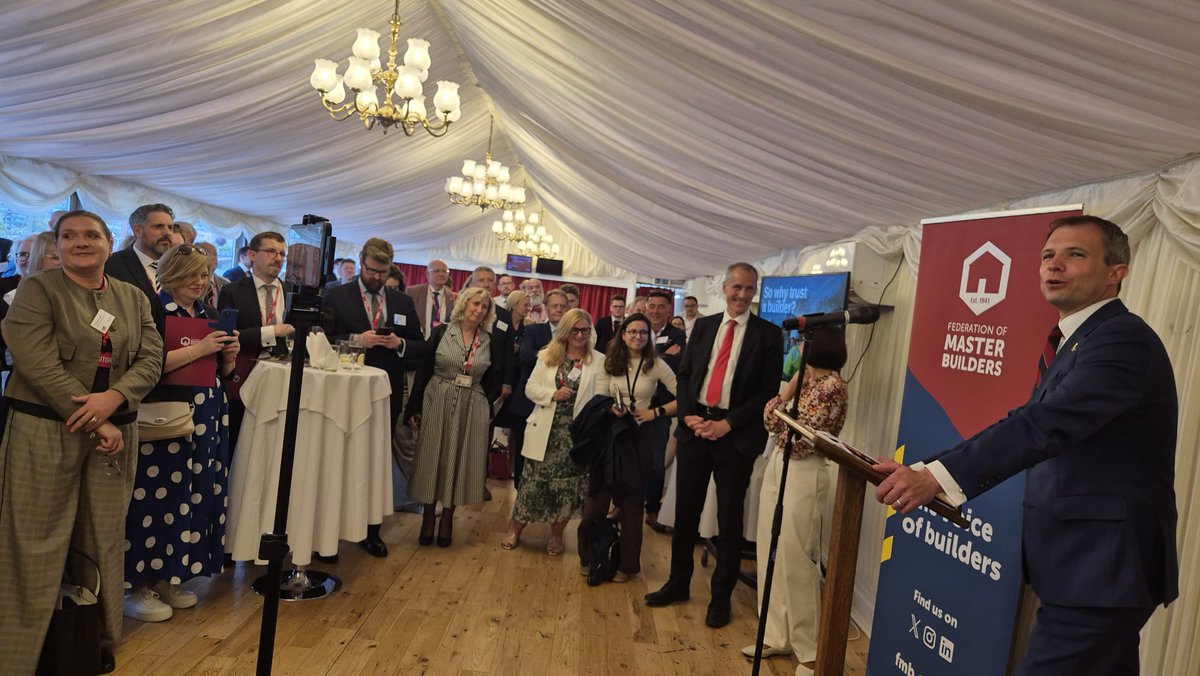 fmbuilders's tweet photo. Andrew Bowie MP speaking at the launch of #LicencetoBuild - 'getting skilled young people into the trade is essential to meet ambitious targets'
#fmb https://t.co/ZnRO5DSVv5