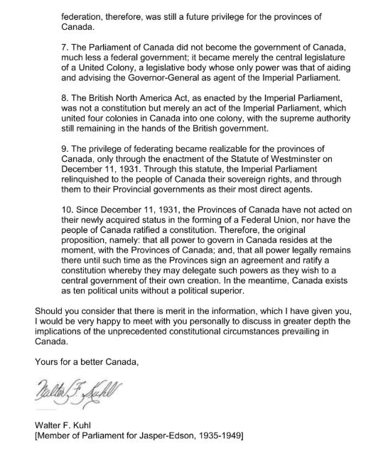 Ab51_Project's tweet photo. !!!BOMBSHELL!!!

Think we're making it up?
For all the nay sayers..
Alberta and all provinces are already sovereign.  See Alberta MP Walter Kuhl's letter explaining the legalities in 1976.

Now question is why was this suppressed?  Why was there no confederation vote? Because they were scared of the failure even at that point!

Let's get on with a referendum to show the will of the people and negotiate an economic union with the 🇺🇸 . Statehood gives everyone what the want and economic security. Free trade with 50 states. Republican government .