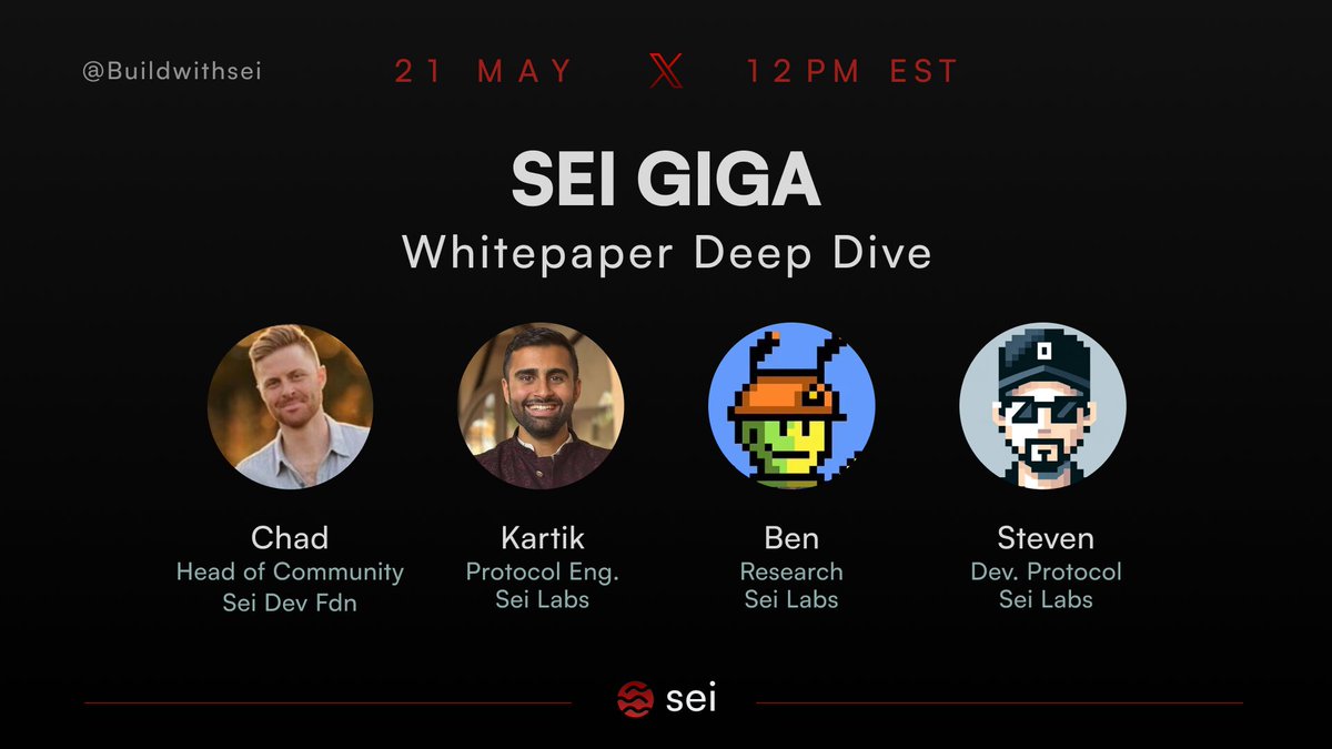 Sei Giga is the EVM reimagined from the ground up.

Join LIVE on <a href="/BuildwithSei/">Build with Sei</a> to explore Giga's breakthrough tech: Autobahn consensus and multi-proposer architecture, and to hear it explained simply.

Weds 21st May @ 12PM EST // 4PM UTC
